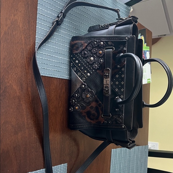 Coach Black and Brown Satchel with Textured Leather - Picture 9 of 9